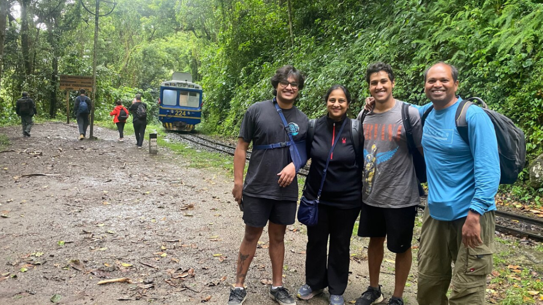 Amit's family hiking their way to Machu Picchu.